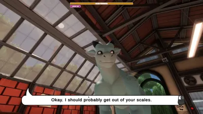 First-person view inside the Drag'n Wash bay with a dialogue line shown on screen