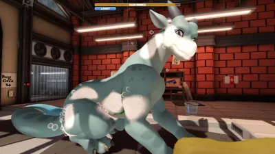 Pale green dragon beside a bench in the Drag'n Wash bay with a segmented progress bar on screen
